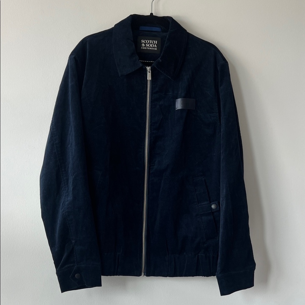 Scotch & Soda Men's Navy Corduroy Zip-Up Jacket